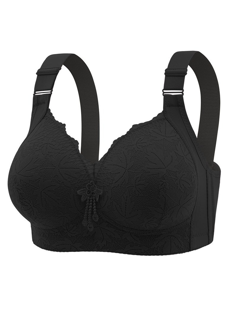 Loquat Womens Soft Seamless Lace Bras wireless Smoothing Bra Black