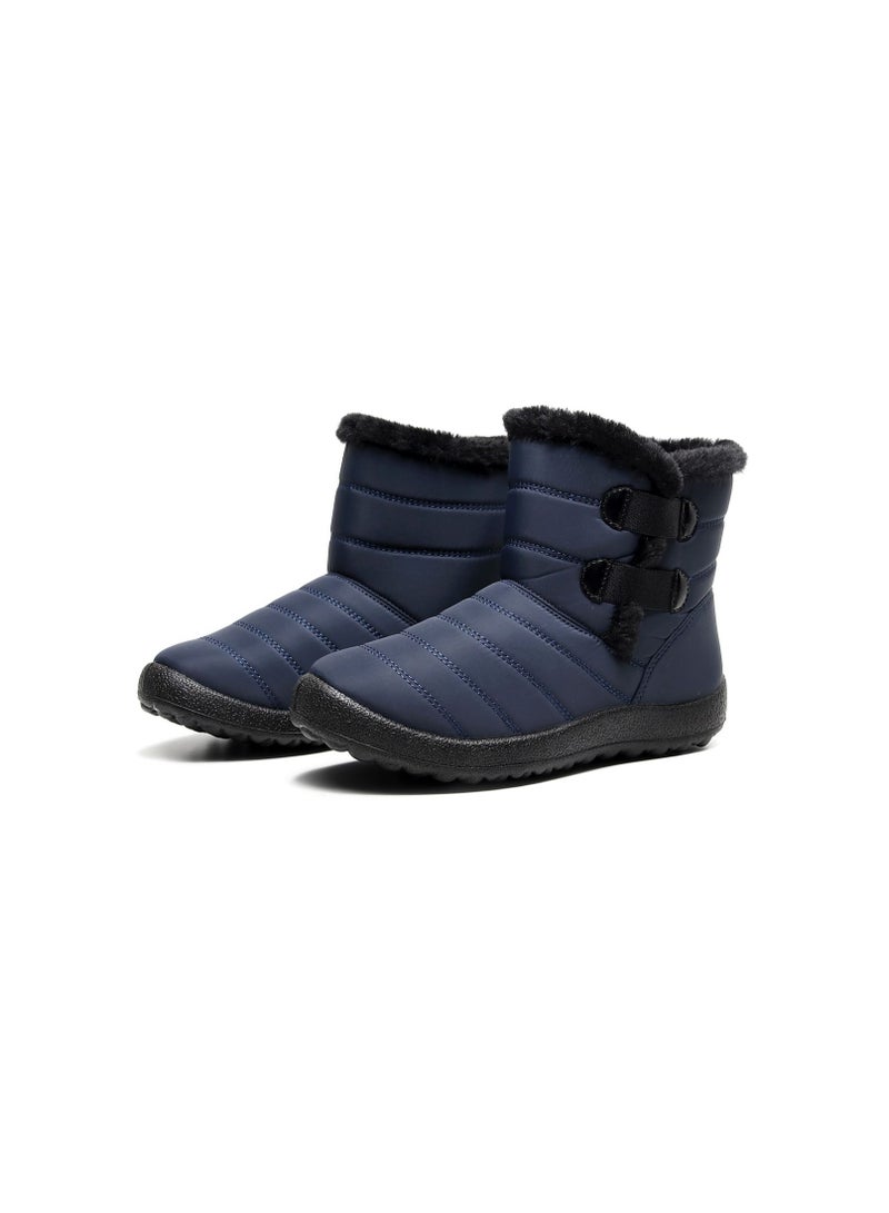 Loquat Women Simple Cotton Boots Blue - Image 1