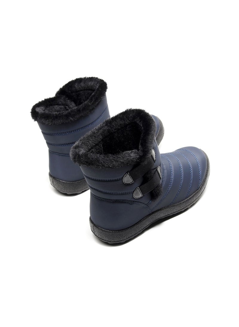 Loquat Women Simple Cotton Boots Blue - Image 2