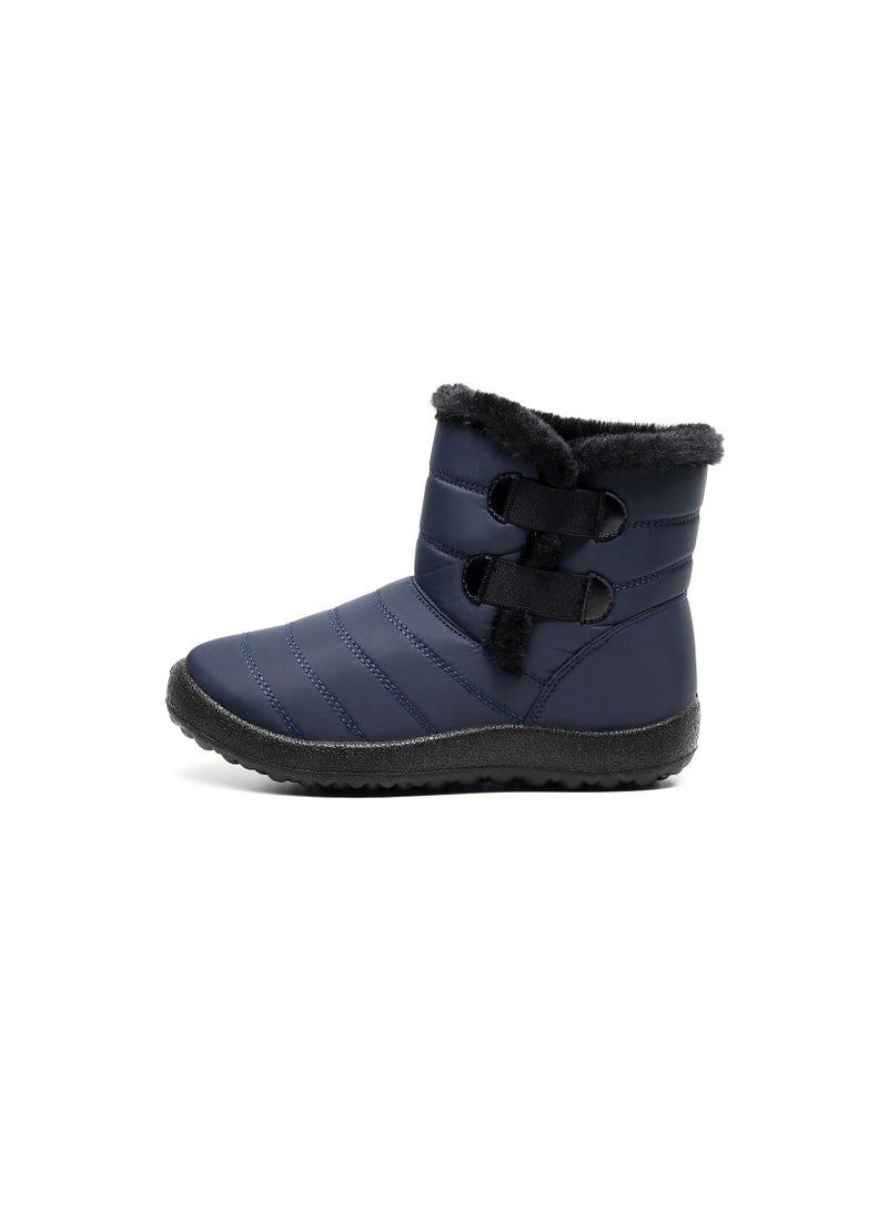 Loquat Women Simple Cotton Boots Blue - Image 3