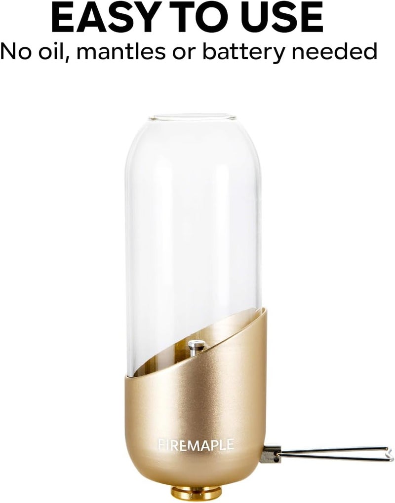 Fire-Maple Orange Camping Lantern Glass, Steel & Aluminum | Propane or Isobutane Fuel Canister Beautiful Lights | NO Mantles Needed | Propane Lanterns for Camping, Emergency Essential - Image 1