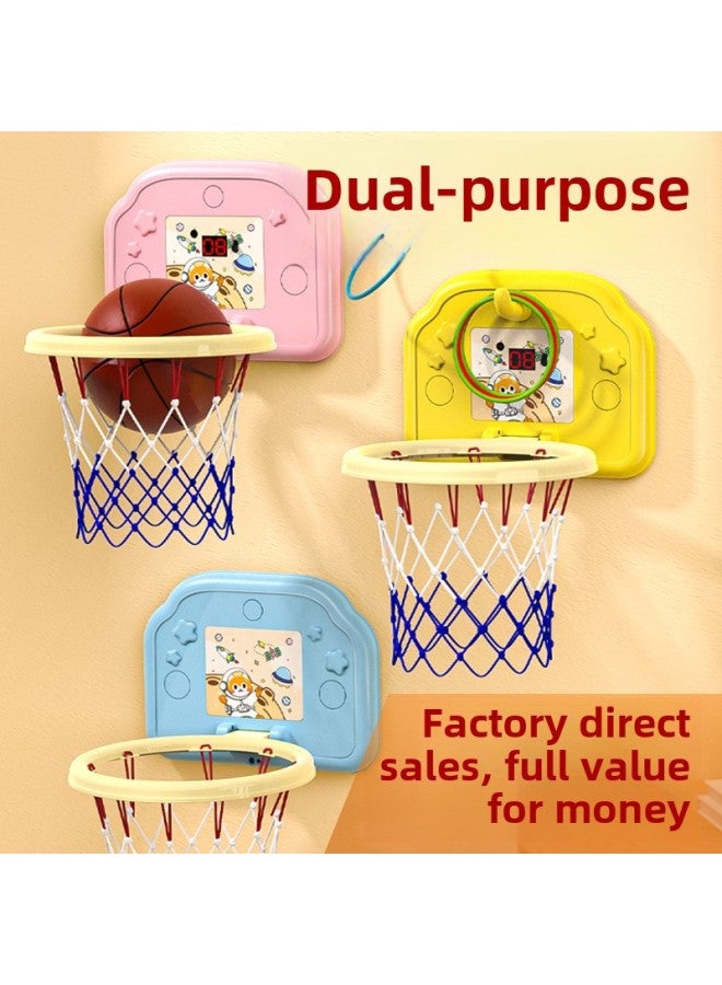 Children's Hanging Electronic Scoring Ring Basketball Frame Punch-free Foldable Mute Basketball Shooting Frame Toy-Colour:[scoring Ring Version] Yellow Space Cat (free Basketball + 3 Rings + Pump + Suction Cup)-Diameter:5 Basketballs  - Image 2