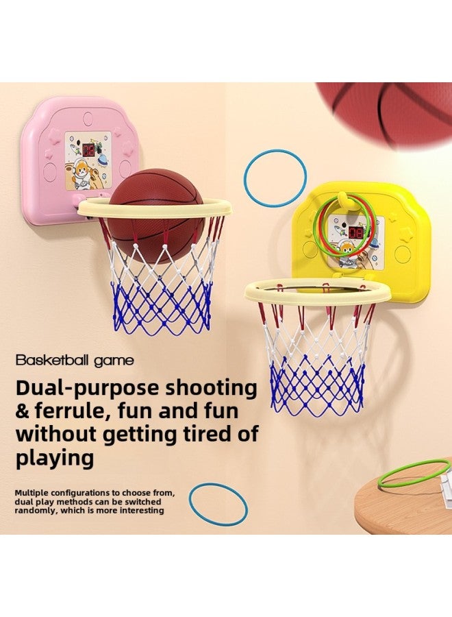 Children's Hanging Electronic Scoring Ring Basketball Frame Punch-free Foldable Mute Basketball Shooting Frame Toy-Colour:[scoring Ring Version] Yellow Space Cat (free Basketball + 3 Rings + Pump + Suction Cup)-Diameter:5 Basketballs  - Image 4