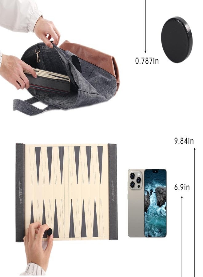 Magic Vosom Backgammon Set for Adults, Travel Backgammon Set, Wrinkle-Resistant Foldable Chess and Checkers, Fun Outdoor Games for Family and Friends, Ideal Travel Game Set (Space Grey) - Image 5