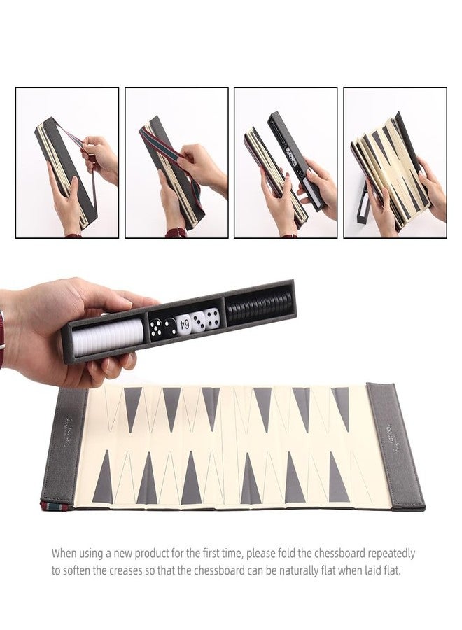 Magic Vosom Backgammon Set for Adults, Travel Backgammon Set, Wrinkle-Resistant Foldable Chess and Checkers, Fun Outdoor Games for Family and Friends, Ideal Travel Game Set (Space Grey) - Image 4