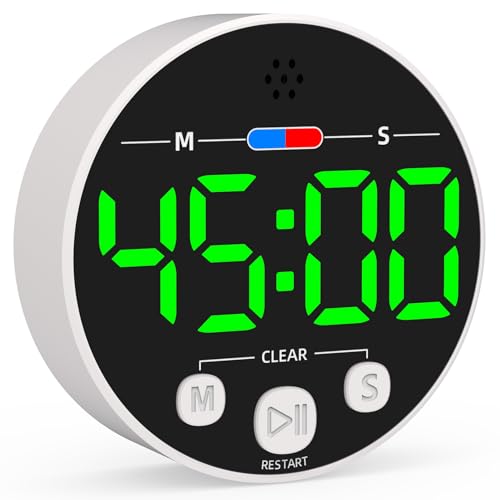 XUANZIT Large LED Digital Timer, Magnetic Countdown Loud Timer for Kitchen Cooking, Classroom Whiteboard, Kids, Toddler, Game, Productivity, Focus, Work, Task, Office, Meeting – Small, Simple, Visual, Green - Image 1