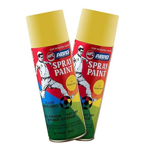 ABRO SP-41 Multipurpose Colour Spray Paint Can DIY Quick Drying for Metal, Wood, Walls, Automotive Cars and Bikes (400ml, Canary Yellow, 2 Pcs) - Image 1