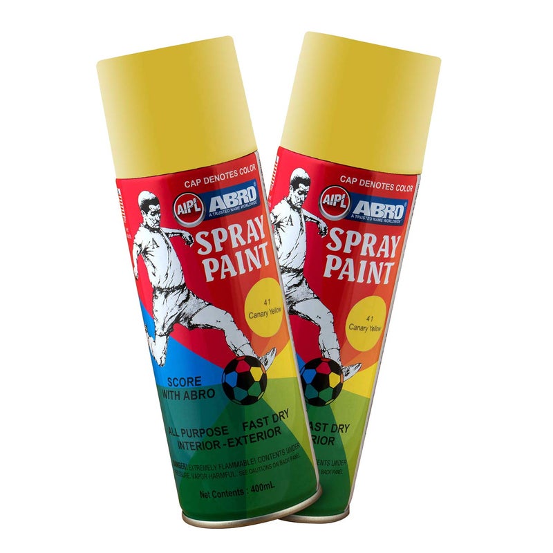 ABRO SP-41 Multipurpose Colour Spray Paint Can DIY Quick Drying for Metal, Wood, Walls, Automotive Cars and Bikes (400ml, Canary Yellow, 2 Pcs) - Image 4