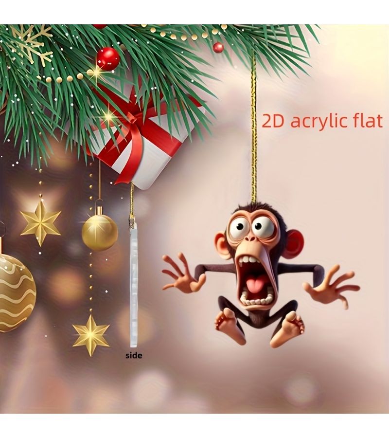 2D Acrylic Monkey Car Rearview Mirror Decoration Pendant For Backpack Keychain Bags Holiday Party Gift Lightweight Durable - Image 4