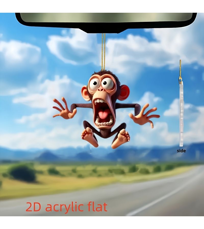 2D Acrylic Monkey Car Rearview Mirror Decoration Pendant For Backpack Keychain Bags Holiday Party Gift Lightweight Durable - Image 5