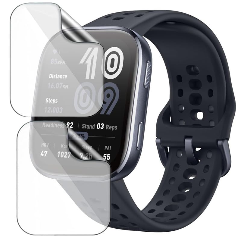 HELLOSCREEN 2 Pack | Screen Protector Guard for Amaz fit Bip 6 | 1.97 inch | Smartwatch - Flexible & Ultrathin TPU Film, 9H Scratch Resistant, Bubble Free - Not a Tempered Glass - Image 1