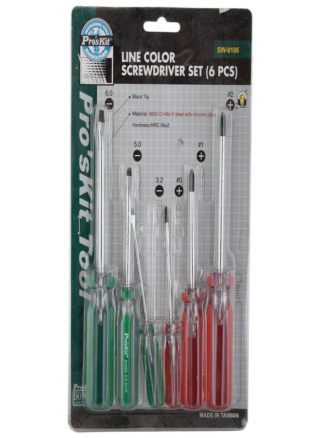بروس كيت مفك براغي ملون من ست قطع من Proskit SW-9106 (عبوة من قطعة واحدة) - Image 1