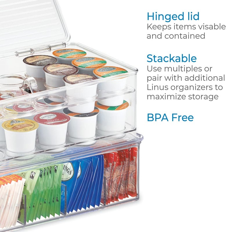 iDesign 2-Tier Coffee Pod Holder Lidded Bin, Plastic Pantry and Kitchen Storage, The Linus Collection â€“ 7.25" x 10.75" x 4.25", Clear - Image 4