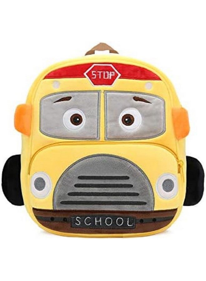 blue tree School Bag for Cute Kids for (1-6 Years), Nursery Soft Plush Yellow School Bus Bag for Toddlers, Mini Cartoon Backpack for Boys and Girls - Image 1