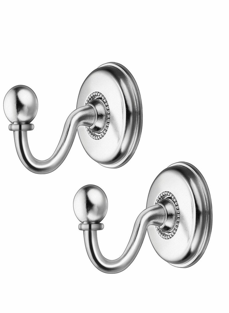 Y&D 2Pcs Vintage Alloy Pommel Curtain Holdbacks Tieback Hooks Door Wall Hat Coat Hangers, Silver - Image 1