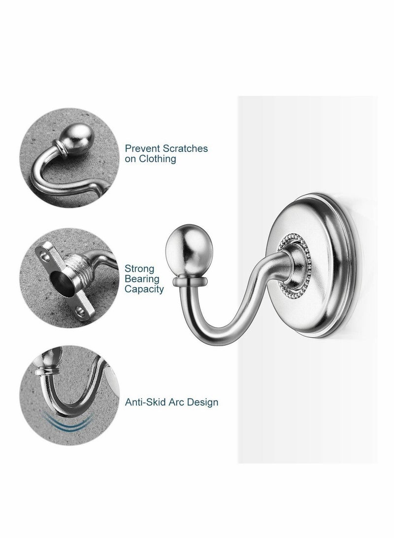 Y&D 2Pcs Vintage Alloy Pommel Curtain Holdbacks Tieback Hooks Door Wall Hat Coat Hangers, Silver - Image 3