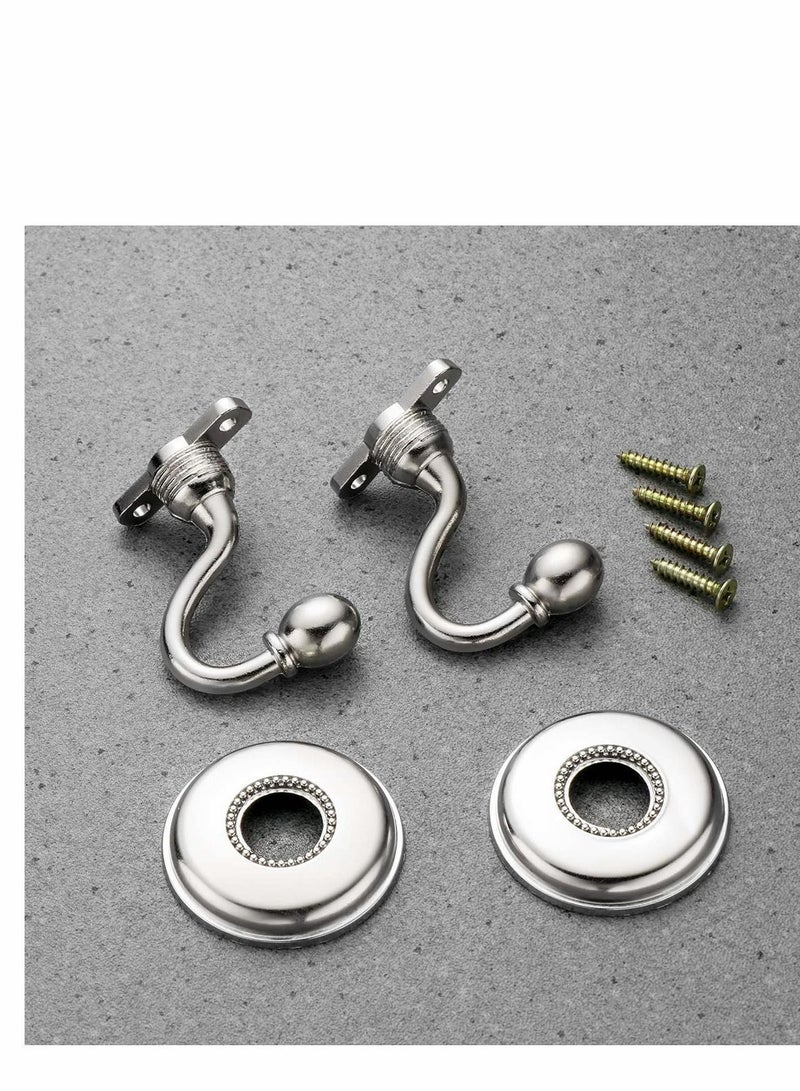 Y&D 2Pcs Vintage Alloy Pommel Curtain Holdbacks Tieback Hooks Door Wall Hat Coat Hangers, Silver - Image 5