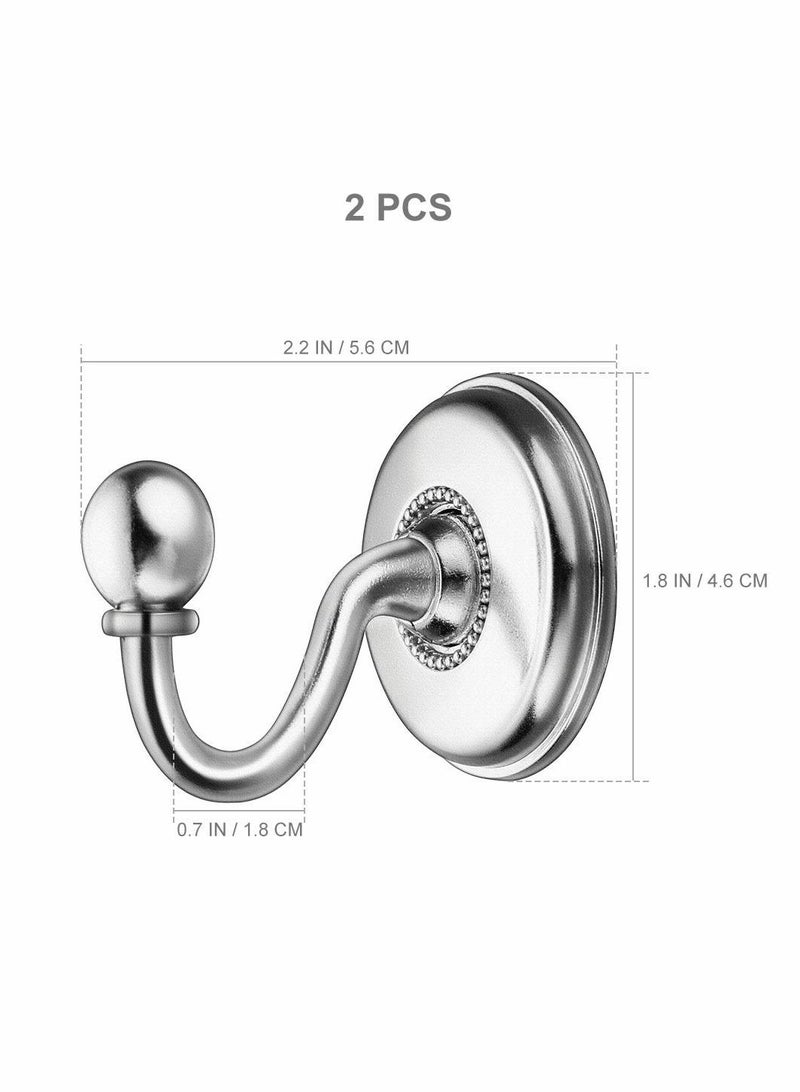 Y&D 2Pcs Vintage Alloy Pommel Curtain Holdbacks Tieback Hooks Door Wall Hat Coat Hangers, Silver - Image 2