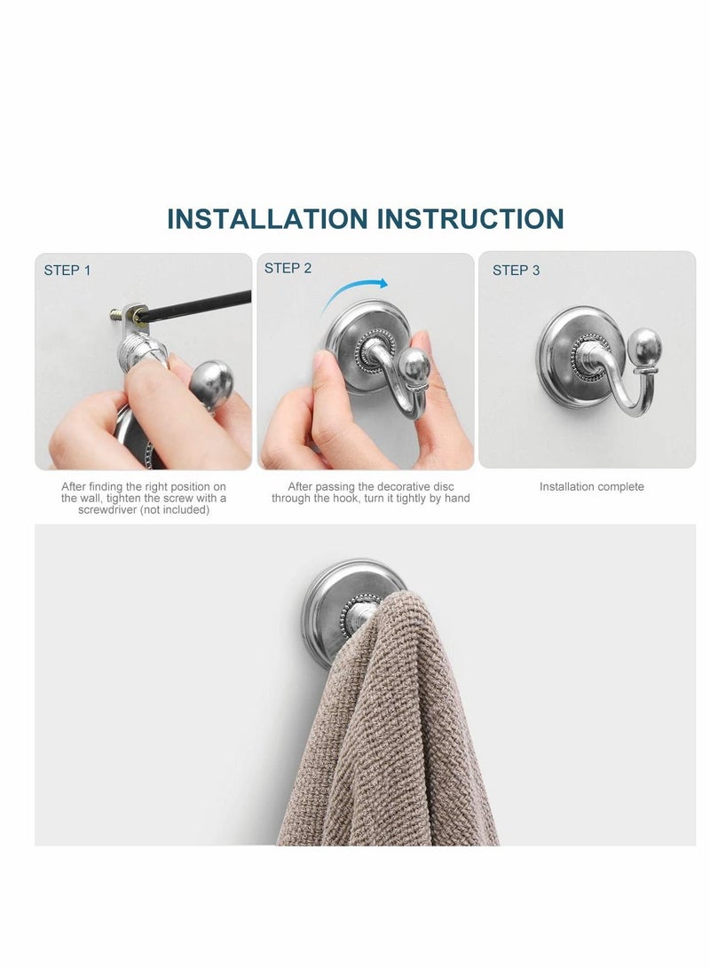 Y&D 2Pcs Vintage Alloy Pommel Curtain Holdbacks Tieback Hooks Door Wall Hat Coat Hangers, Silver - Image 4
