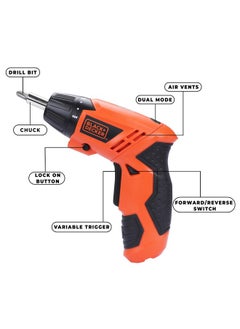 BLACK+DECKER BLACK+DECKER KC4815 4.8V 200 RPM Cordless Screwdriver Set Ni-Cd (Nickel-Cadmium) with LED Worklight, 15-pieces Screw Bits Set & Adjustable Torque for Home & DIY Use, 1 Year Warranty, ORANGE & BLACK  - Image 3