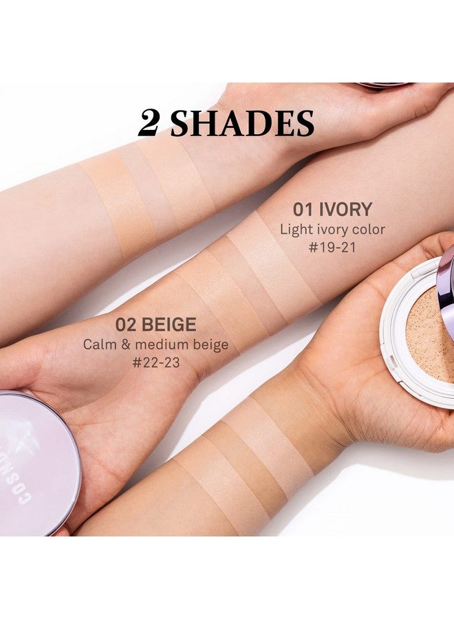 COSNORI Panthenol Barrier Cushion Foundation -Lightweight Formula to Cover Pores & Blemishes - Moisture Dewy Glowing Finish - Long Wearing Formula, 0.41 fl.oz. (02 Beige) - Image 5