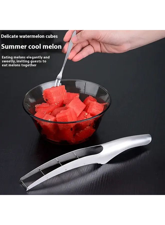 Melon Cutter Stainless Steel Watermelon Slicer Tool For Quick Easy Uniform Cubes Manual Operation Durable Kitchen Gadget - Image 5