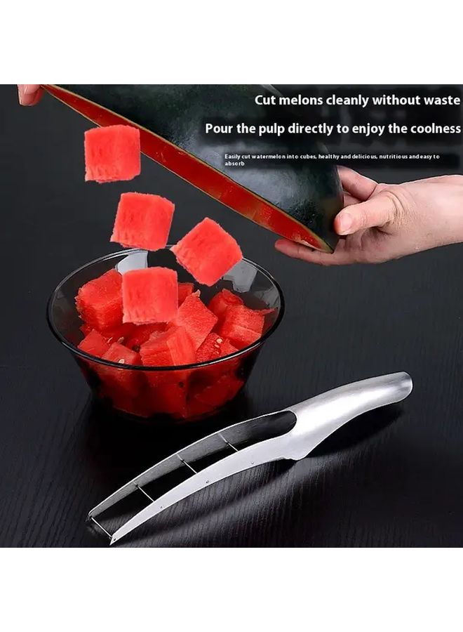 Melon Cutter Stainless Steel Watermelon Slicer Tool For Quick Easy Uniform Cubes Manual Operation Durable Kitchen Gadget - Image 4