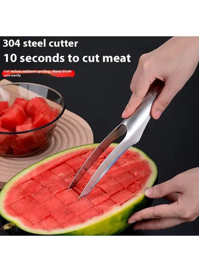 Melon Cutter Stainless Steel Watermelon Slicer Tool For Quick Easy Uniform Cubes Manual Operation Durable Kitchen Gadget - Image 2