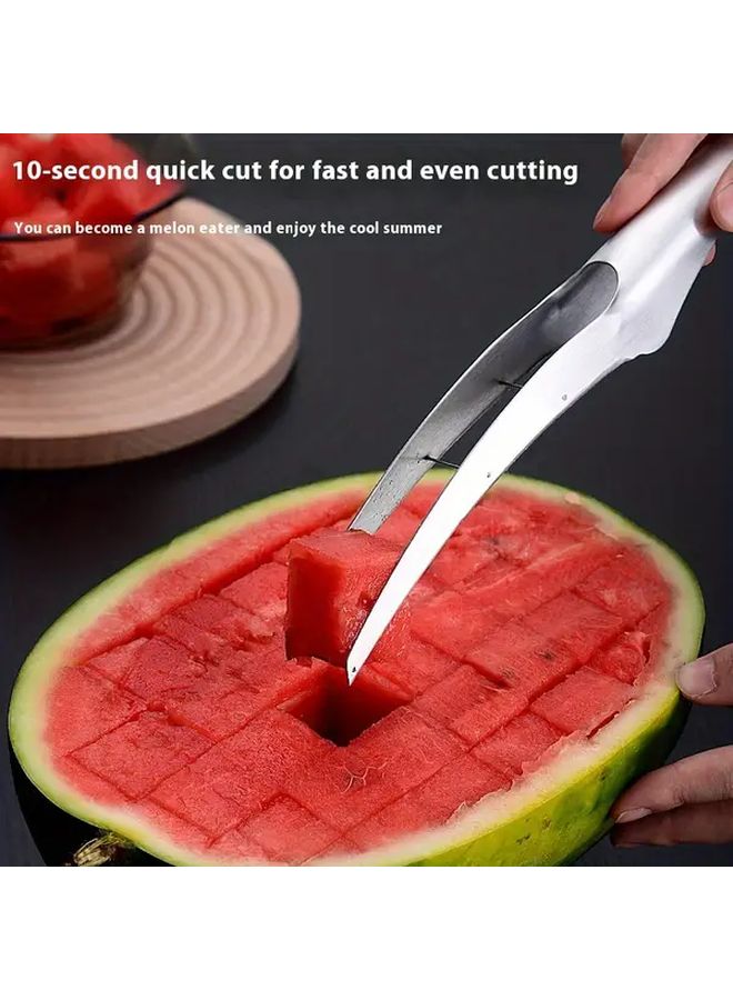 Melon Cutter Stainless Steel Watermelon Slicer Tool For Quick Easy Uniform Cubes Manual Operation Durable Kitchen Gadget - Image 1