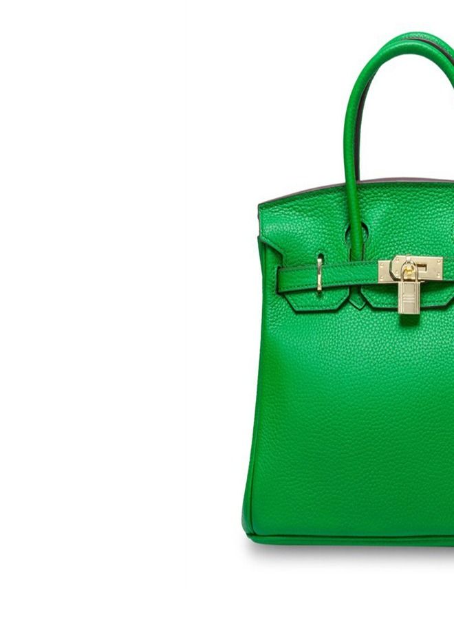 Loquat Gold Buckle Leather Handbag Bamboo Green  - Image 3