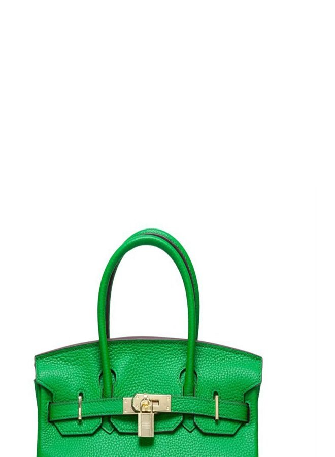 Loquat Gold Buckle Leather Handbag Bamboo Green  - Image 2