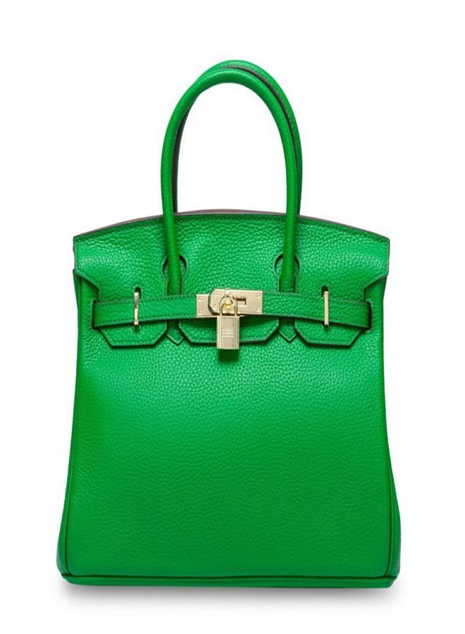 Loquat Gold Buckle Leather Handbag Bamboo Green  - Image 1