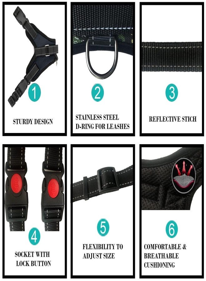 Sakuun No-Pull Dog Harness for Small Dogs (Chest 17"-22") - Black: Reflective, Adjustable, Anti-Choke, Breathable Vest with Handle and Leash Clip - Image 3