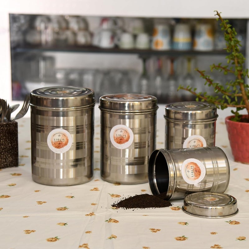 Liolis Stainless Steel Dibba Set Steel Grocery Container 2 L 3 L 4 L 5 L Pack of 4 Silver - Image 2