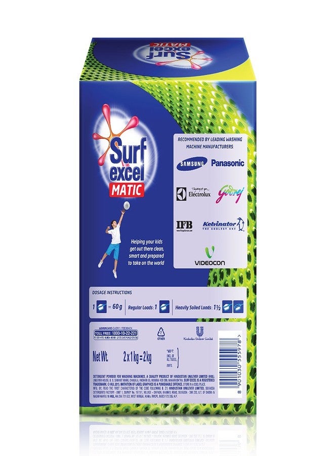 سيرف إيكسل مسحوق غسيل Surf Excel Matic للغسالات ذات التحميل العلوي، 2 كجم، ومسحوق غسيل Surf Excel Matic للغسالات ذات التحميل الأمامي، 2 كجم - Image 4