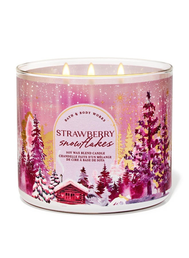 Bath & Body Works شمعة ستروبري سنوفلاكس 3 فتيلة