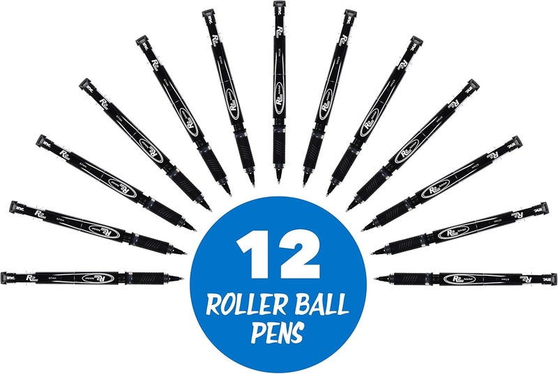 I-N-C . R2 Rollerball Pens - 0.7 mm Medium-Point Pen Set With Comfort Grip for School, Office, Writing, and Journaling, 12 Pack, Black Ink - Image 5