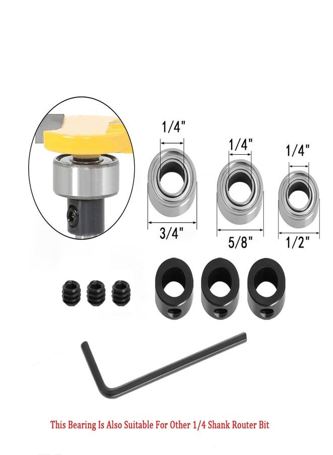 WSOOX Top Bearing Slot Cutting Router Bits Set Biscuit Bit and 1/4 Cutting Height Undercut Bit with 3 Different Size Bearings for Decking Board Installing,Slotting, Biscuiting,Surfacing,Rabbetting. - Image 2