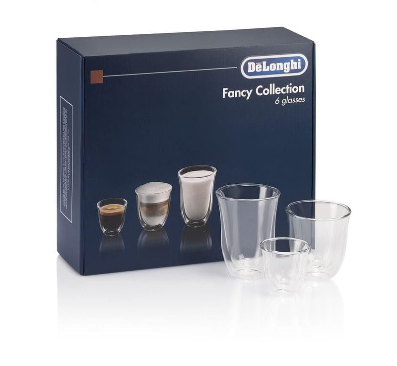 De'Longhi Fancy Collection Double Walled Thermo Espresso, Cappuccino and Latte Macchiato Glasses, (Set of 6), Clear - Image 3