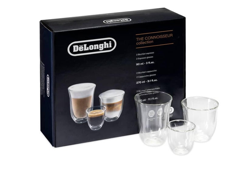 De'Longhi Fancy Collection Double Walled Thermo Espresso, Cappuccino and Latte Macchiato Glasses, (Set of 6), Clear - Image 1
