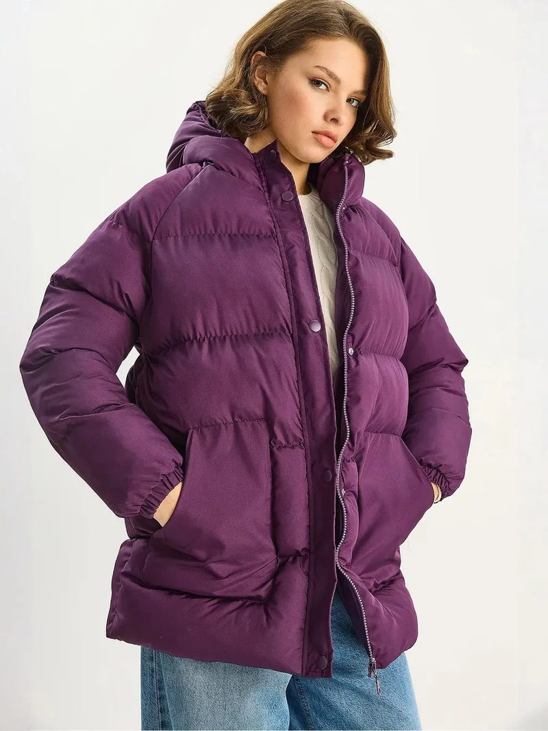 Bianco Lucci LUCCI Hooded Puffer Down Coat