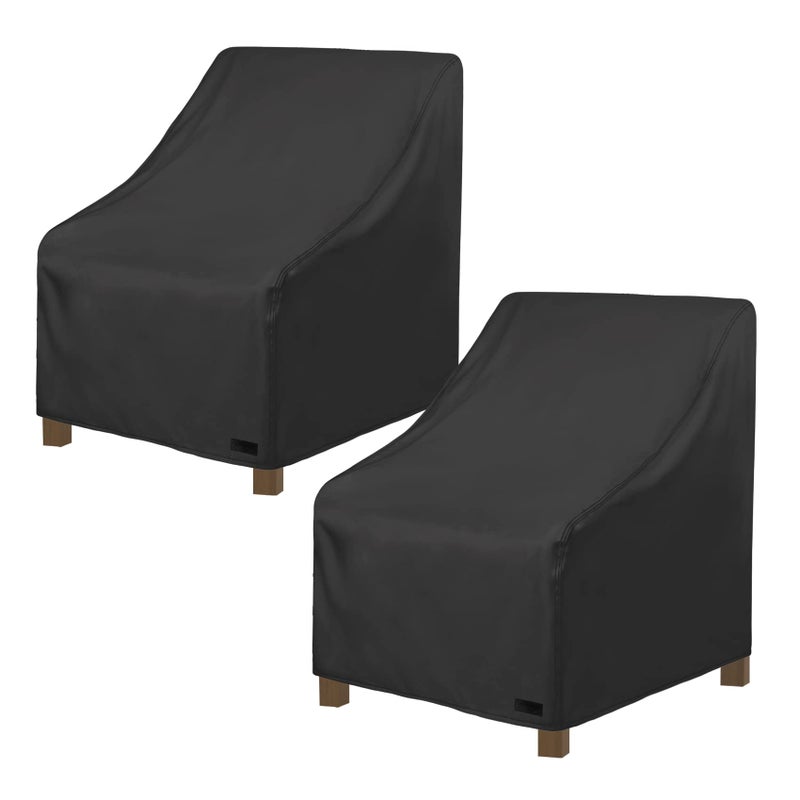 NettyPro Patio Chair Covers Waterproof Outdoor Furniture Swivel Recliner Rocking Lounge Deep Seat Cover, Fits up to 26"W x 28"D x 28"H, 2 Pack, Black - Image 1