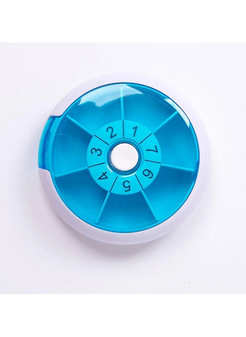 Round Weekly 7-Day Pill Organizer – Push Button Rotating Pill Case for Daily Medicine, Capsules, Fish Oil & Vitamins | Travel-Friendly & Easy to Carry