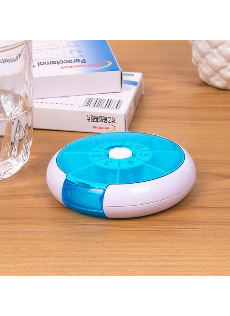 Round Weekly 7-Day Pill Organizer – Push Button Rotating Pill Case for Daily Medicine, Capsules, Fish Oil & Vitamins | Travel-Friendly & Easy to Carry