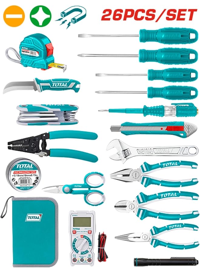 توتال مجموعة أدوات كهربائية Tkets0261، 26 قطعة - Image 2
