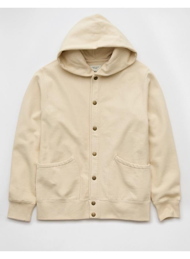 American Eagle AE Heavyweight Fleece Button-Up Hoodie  - Image 3