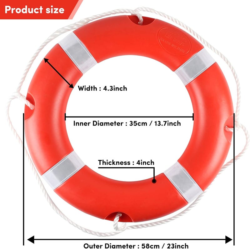 VEITHI Life Ring for Boating Safety - 23" and 28" Boat Safety Throw Rings with Reflective Strip and Grab Lines (2 Color) - Image 3