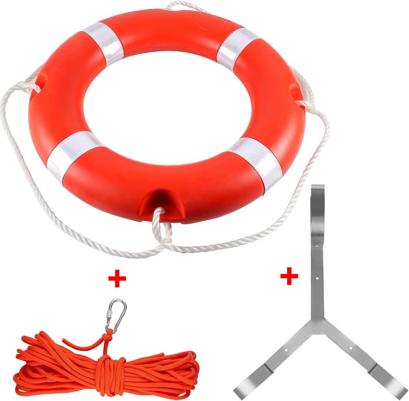 VEITHI Life Ring for Boating Safety - 23" and 28" Boat Safety Throw Rings with Reflective Strip and Grab Lines (2 Color) - Image 1