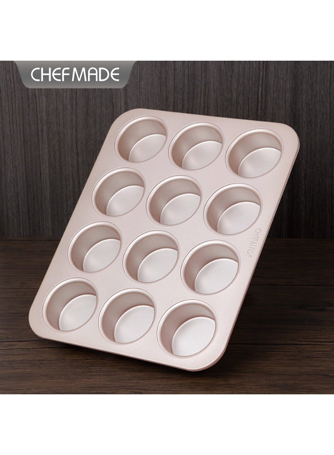 شيف ميد قالب 12 كوب مافن إنجليزي غير لاصق تصميم عملي لتوزيع حرارة متساوٍ وخبز مافن إنجليزي مثالي – متين وسهل التنظيف للاستخدام المنزلي والمطابخ الاحترافية - Image 1