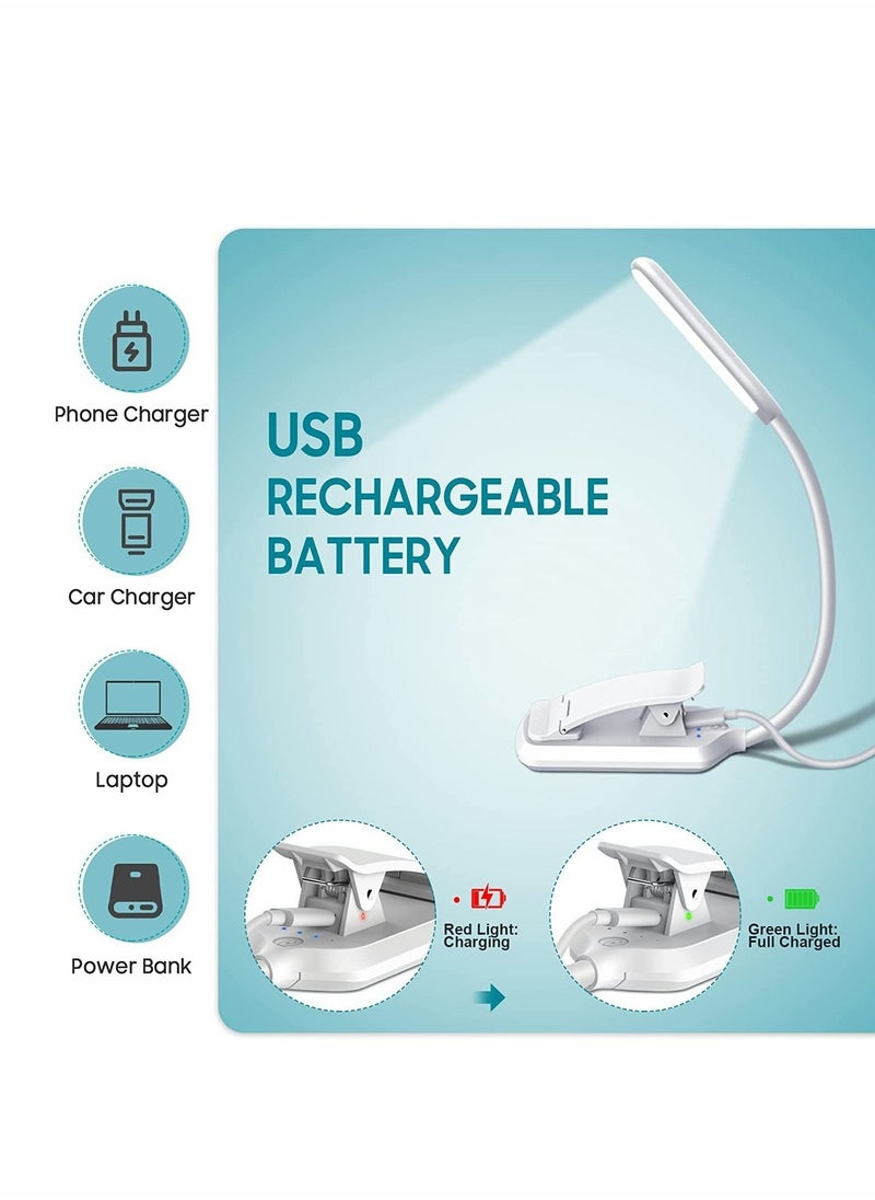 Captaintech - Book Light for Reading in Bed, 9 LED Clip-on Reading Light USB Rechargeable with Touch Sensor, 3 Brightness Levels Eye Protection 360° Flexible Book Light for Night Reading Mini Folding Clip Lamp - Image 1